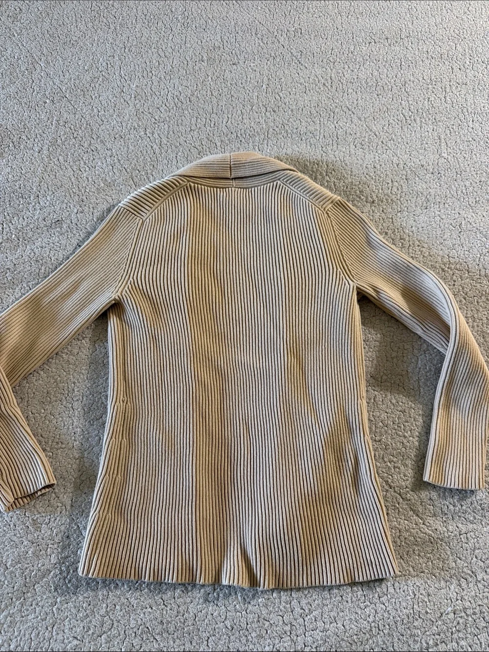 346 Brooks Brothers Ribbed Open-Front Cardigan in Light Beige 100% Cotton XS